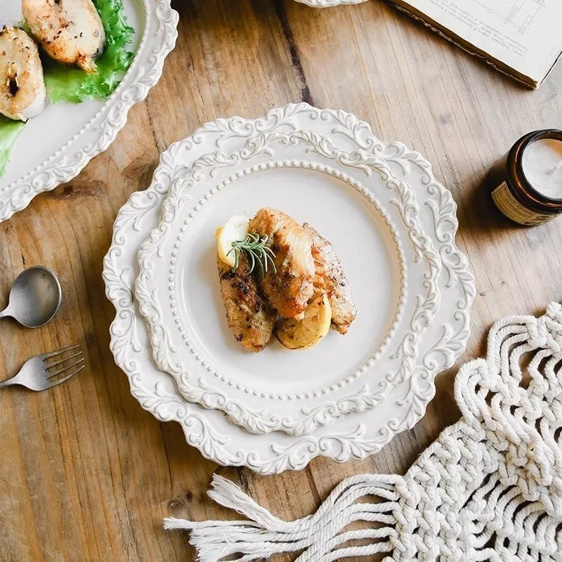 Vintage Relief Ceramic Tableware Set – Elegant Dining