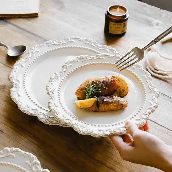 Vintage Relief Ceramic Tableware Set – Elegant Dining