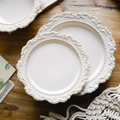 Vintage Relief Ceramic Tableware Set – Elegant Dining