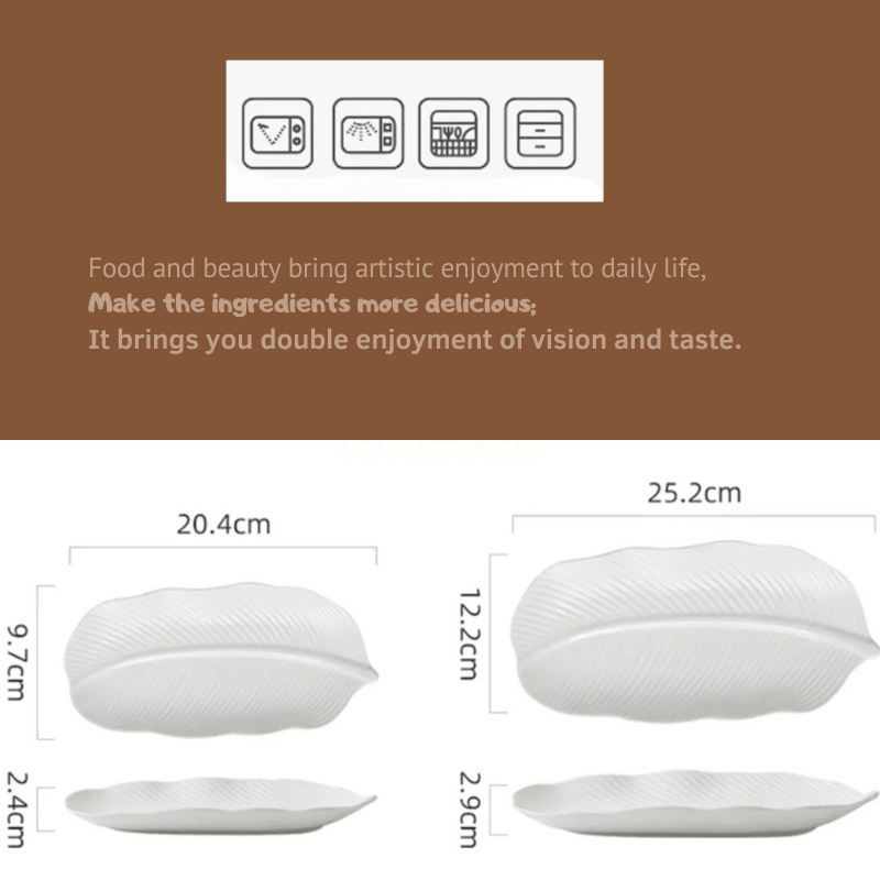 Large Ceramic Banana Leaf Plate – Elegant Dining