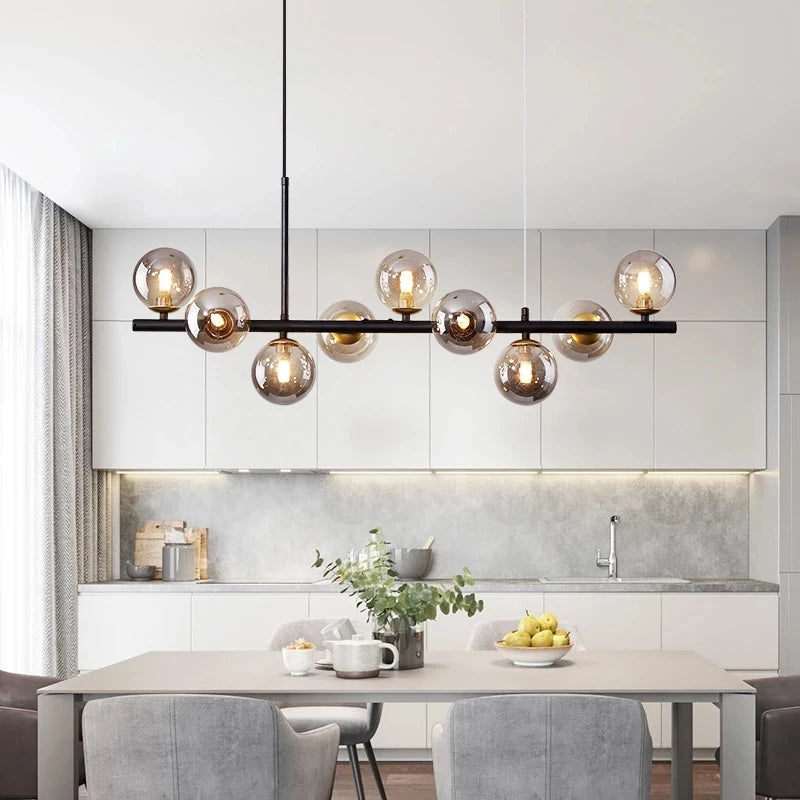 Nordic Modern LED Glass Ball Pendant Light – Gold Finish