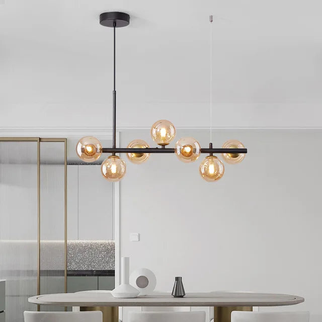 Nordic Modern LED Glass Ball Pendant Light – Gold Finish