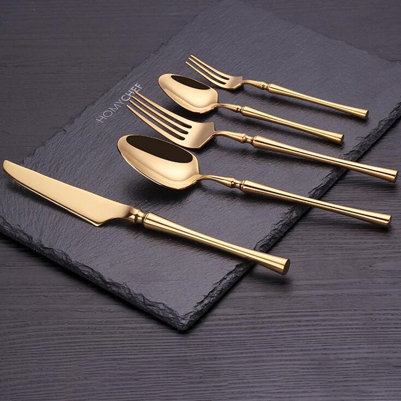 Luxury 30-Piece Gold Cutlery Set – 18/10 Stainless Steel Flatware
