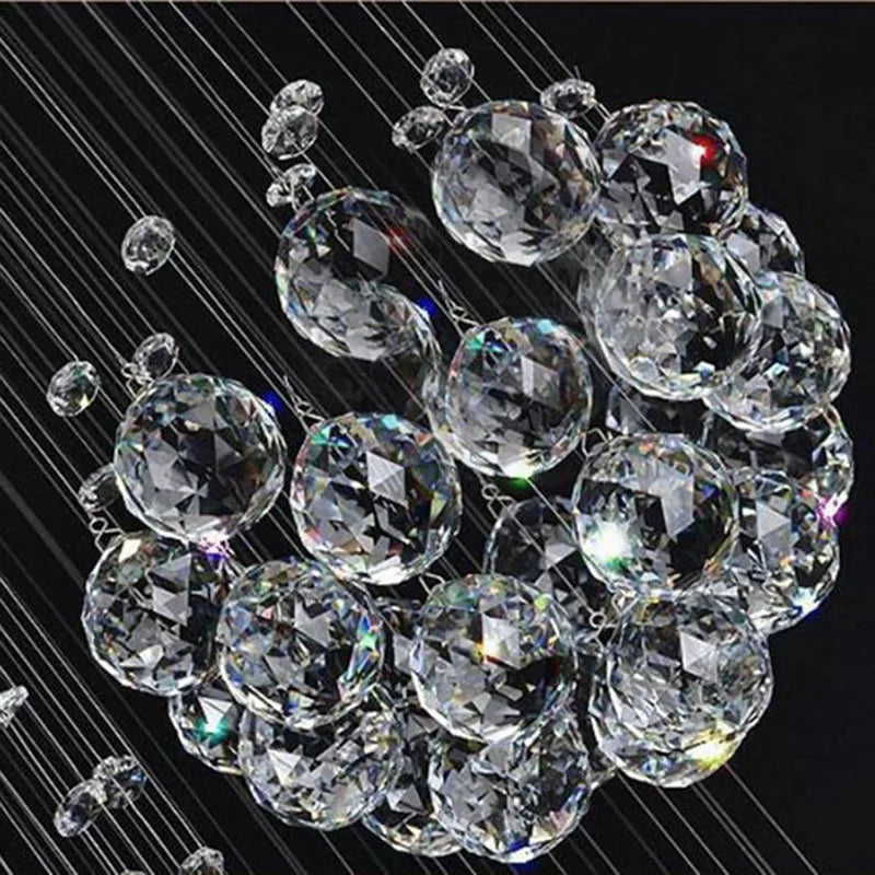 "Modern Crystal Staircase Chandelier – LED Lighting for Villas and Hotels"