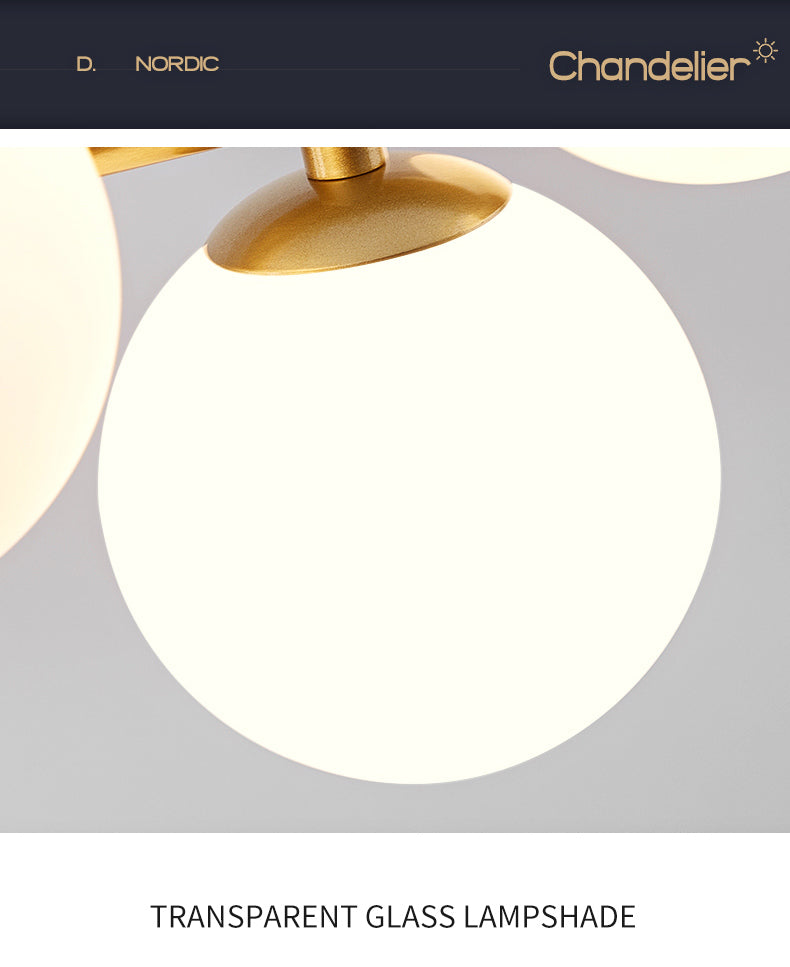 Nordic Modern LED Glass Ball Pendant Light – Gold Finish