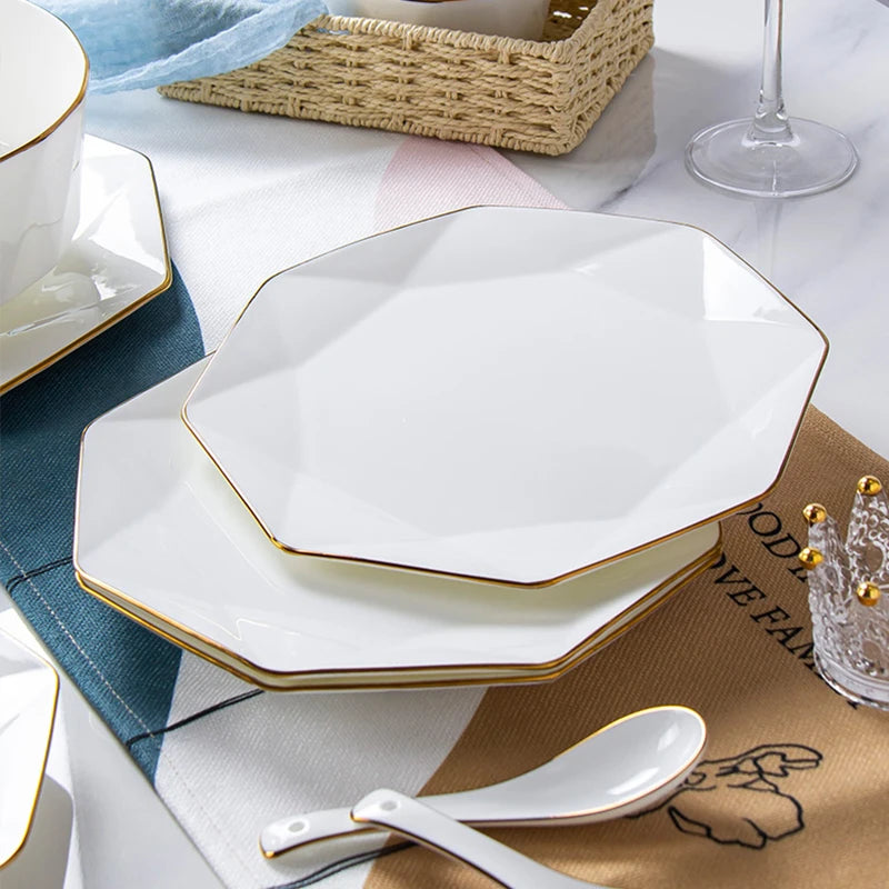 Elegant gold-rimmed porcelain plate for formal dining

