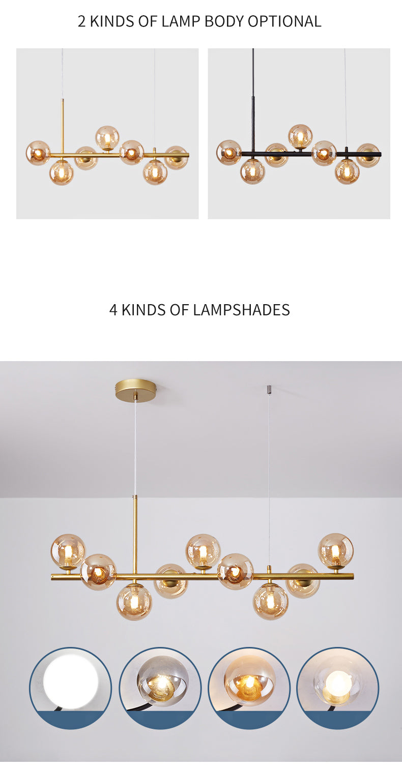 Nordic Modern LED Glass Ball Pendant Light – Gold Finish