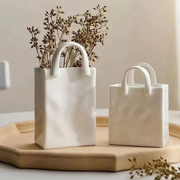 Handbag-Shaped Resin Vase – Modern Decorative Accent
