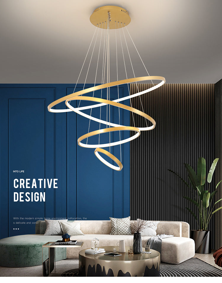 Modern LED Iron Chandelier – 2 to 4 Rings Design