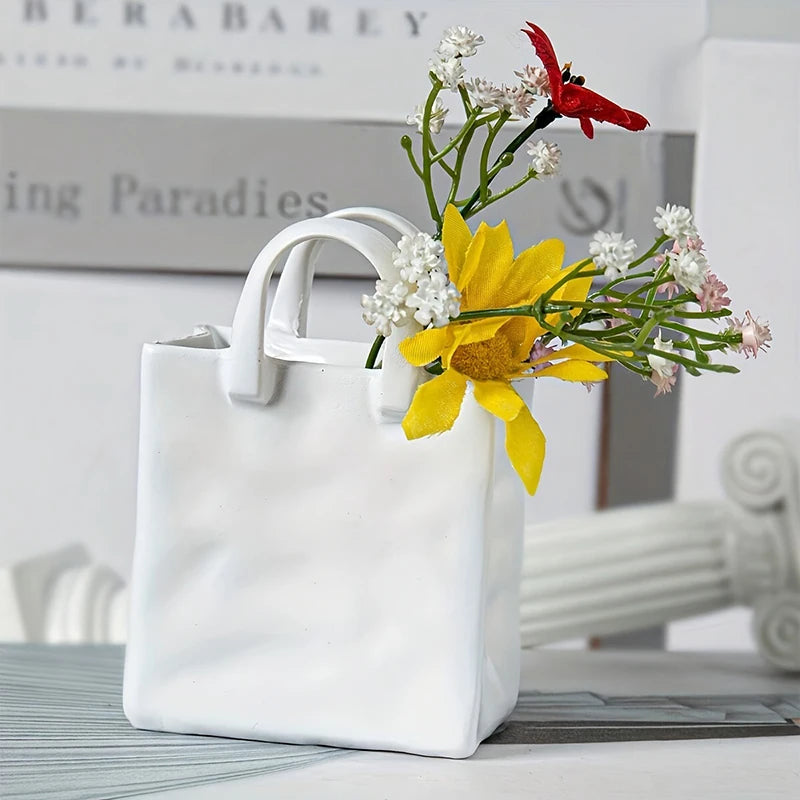 Handbag-Shaped Resin Vase – Modern Decorative Accent