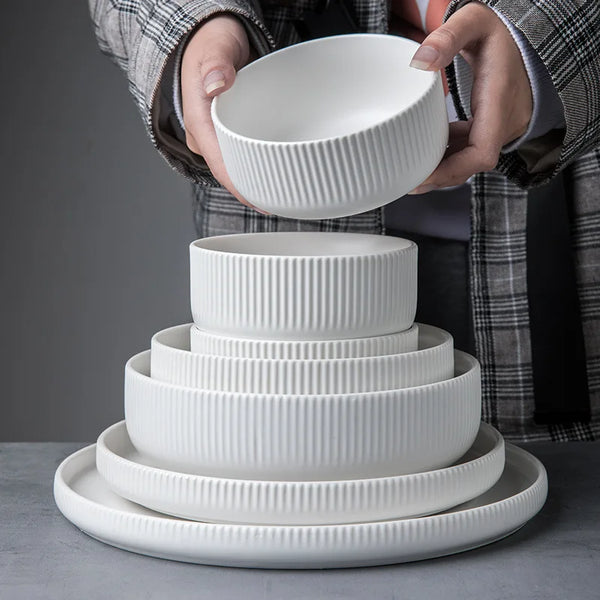 Nordic Matte Glazed Ceramic Dinnerware Set – Modern Elegance