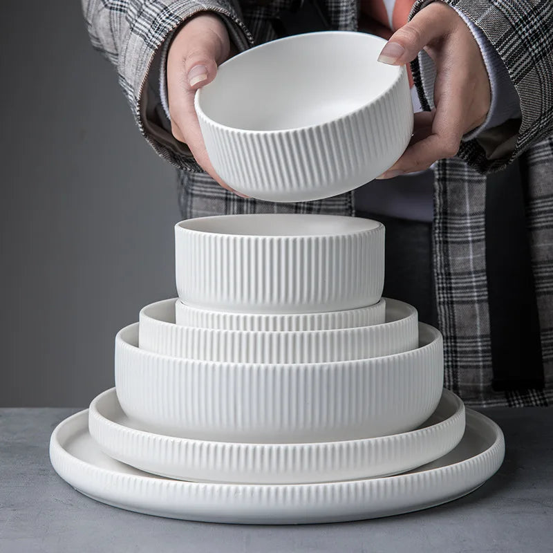 Nordic Matte Glazed Ceramic Dinnerware Set – Modern Elegance