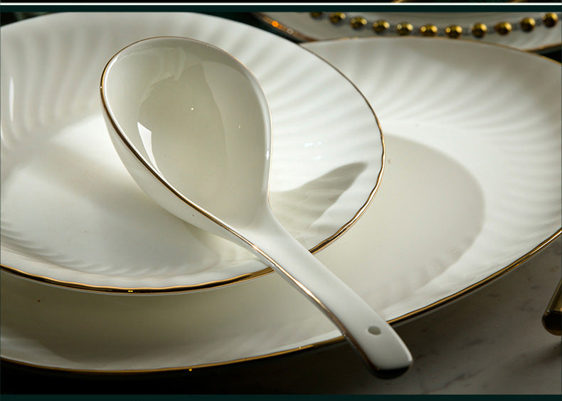 Hand-Drawn Gold Bone  Dinnerware Set