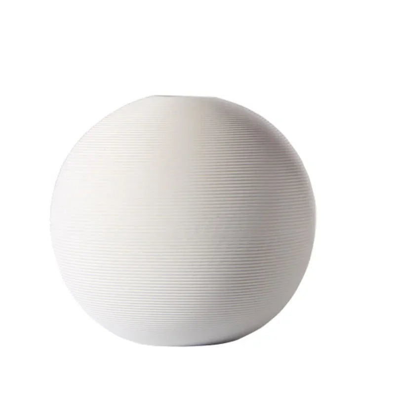 White Round Ceramic Vase – Minimalist Home Decor