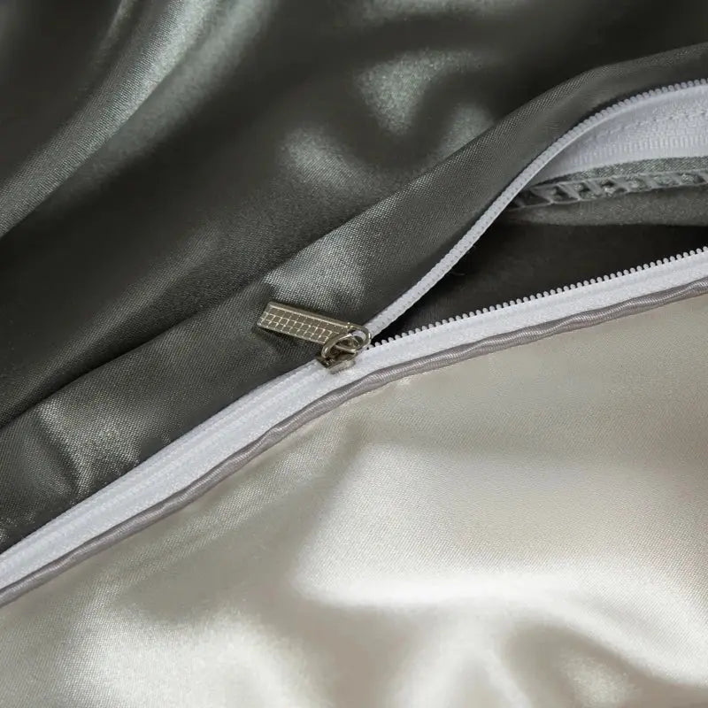 Silver Grey Beige Silk Bed Sheets - linarro
