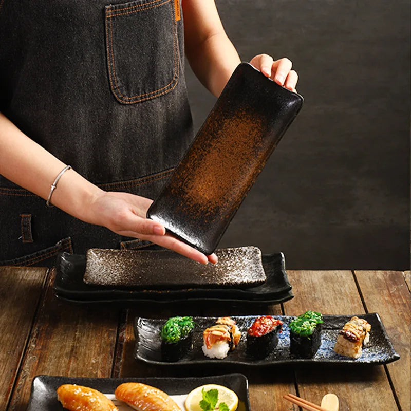 8-Inch Rectangular Japanese-Style Ceramic Plate – Elegant Dining