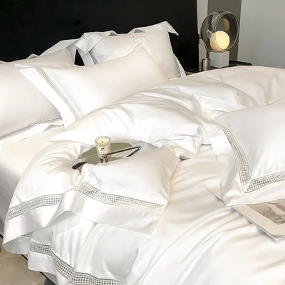 "Close-up of 1000 thread count Egyptian cotton fabric showcasing its smooth texture."
