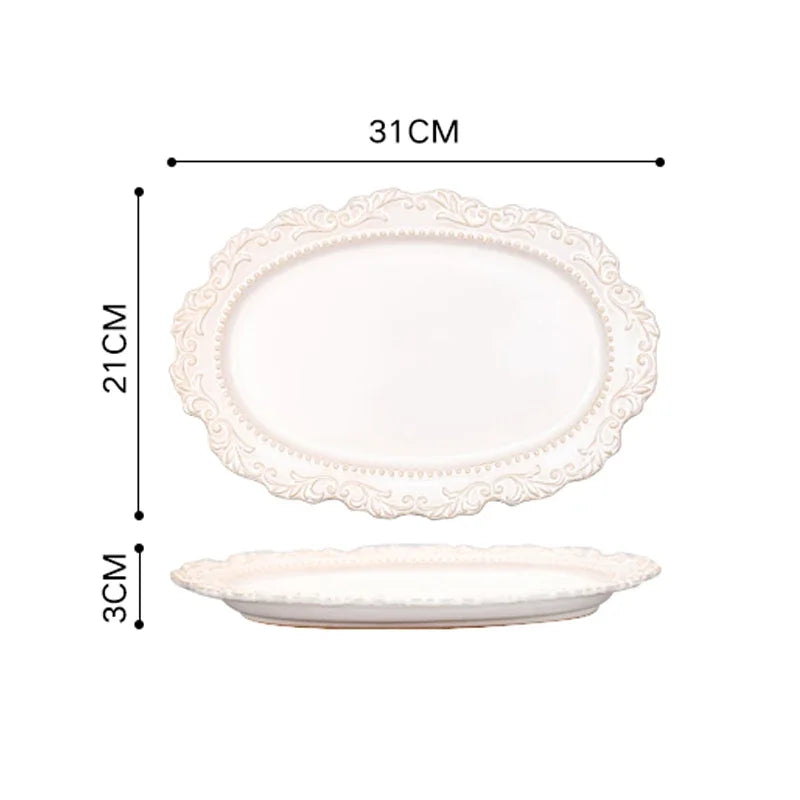 Vintage Relief Ceramic Tableware Set – Elegant Dining
