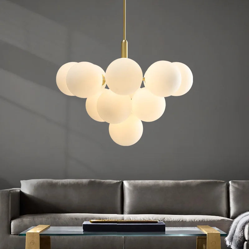 "Detailed view of the PVC LED chandelier's curved lighting arms and integrated LED lights."
