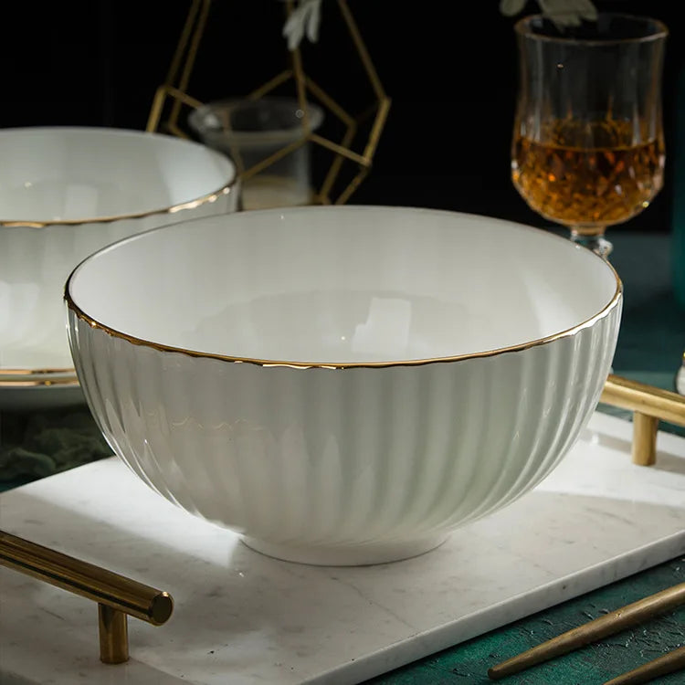 Hand-Drawn Gold Bone  Dinnerware Set