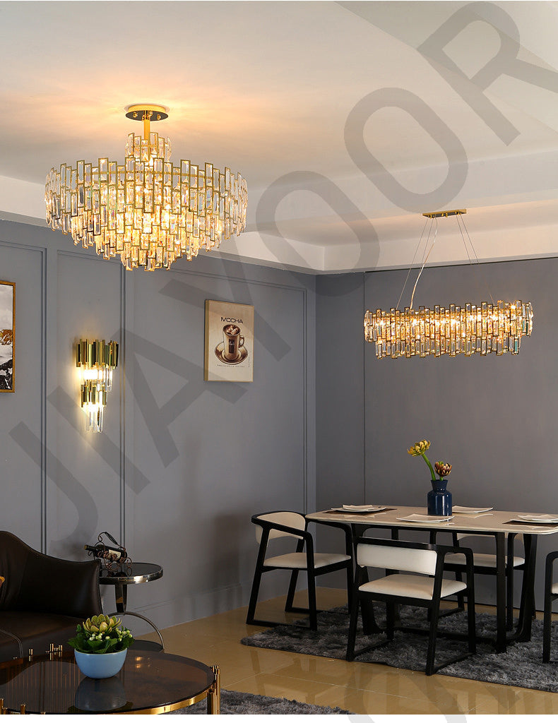"Luxury Crystal Round Chandelier – Modern LED Ceiling Light for Dining & Living Rooms"