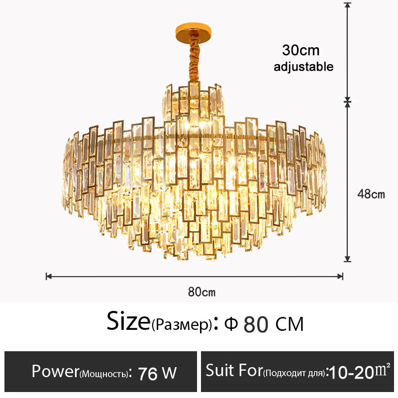 "Luxury Crystal Round Chandelier – Modern LED Ceiling Light for Dining & Living Rooms"