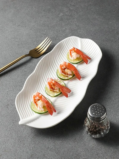 Large Ceramic Banana Leaf Plate – Elegant Dining