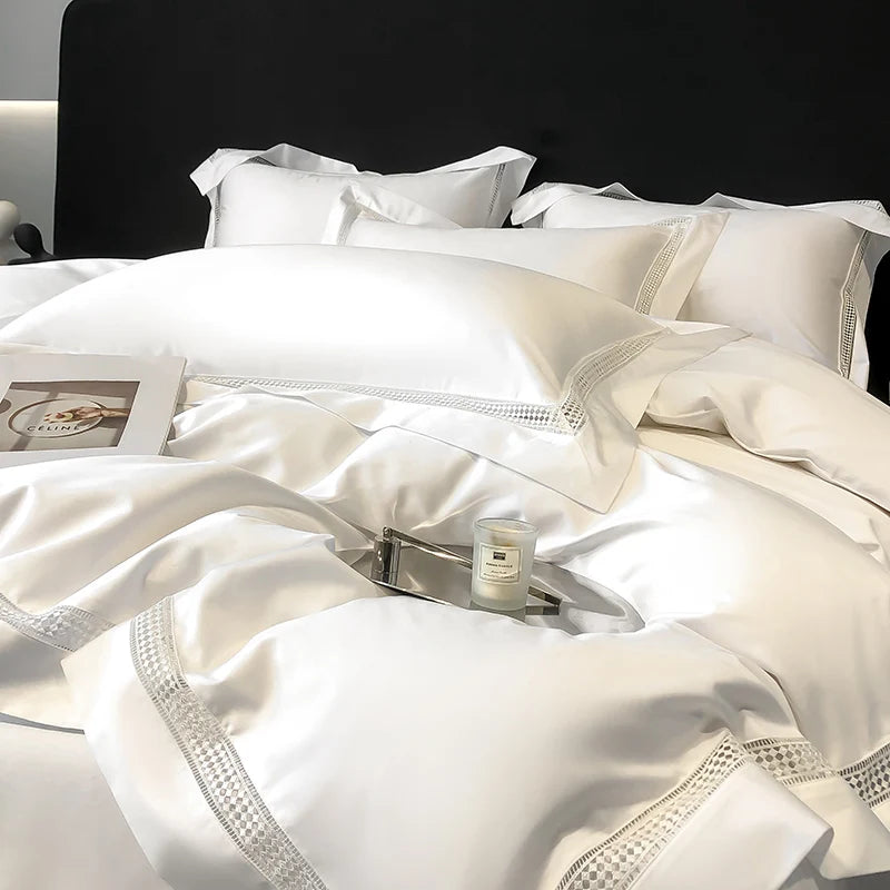 1000TC Egyptian Cotton White Bedding Set – 4-Piece Hotel Style