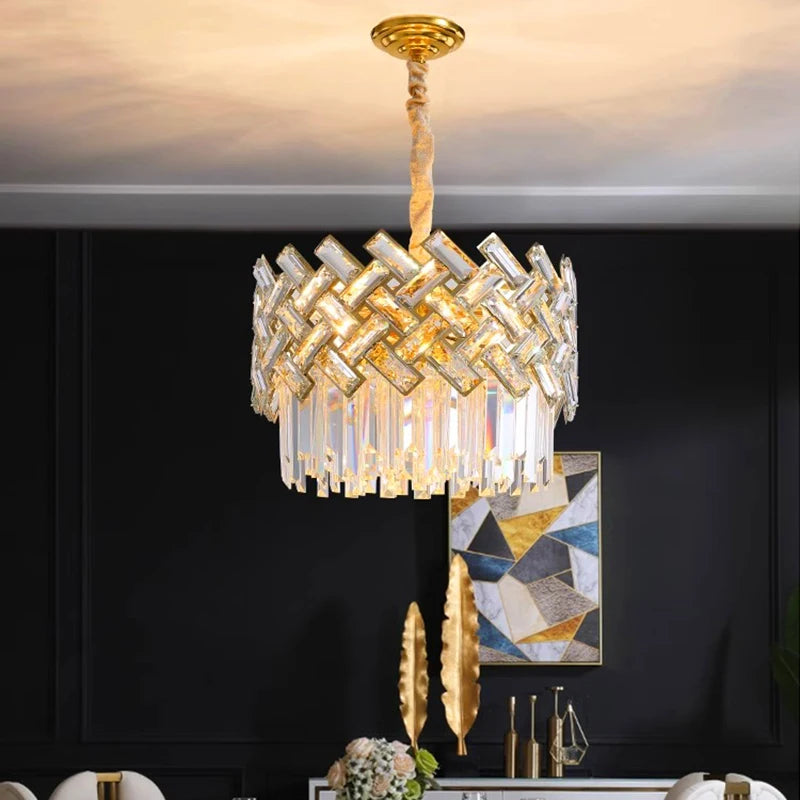 "Luxury Crystal Pendant Light – Modern LED Chandelier for Living & Dining Rooms"