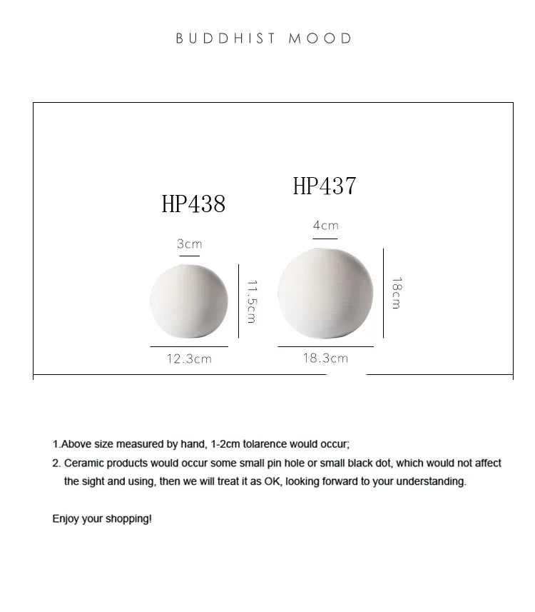 White Round Ceramic Vase – Minimalist Home Decor