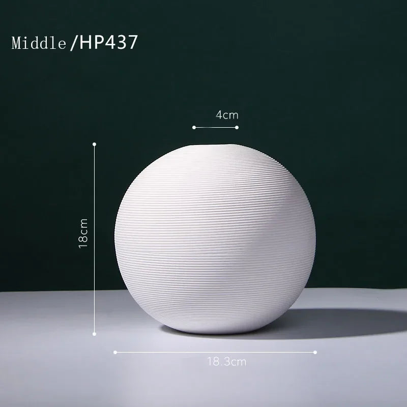 White Round Ceramic Vase – Minimalist Home Decor