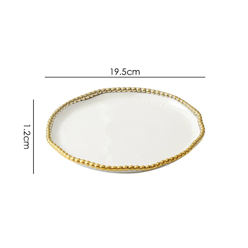 European-Style Bead-Dot Porcelain Dinner Plate – Elegant Dining
