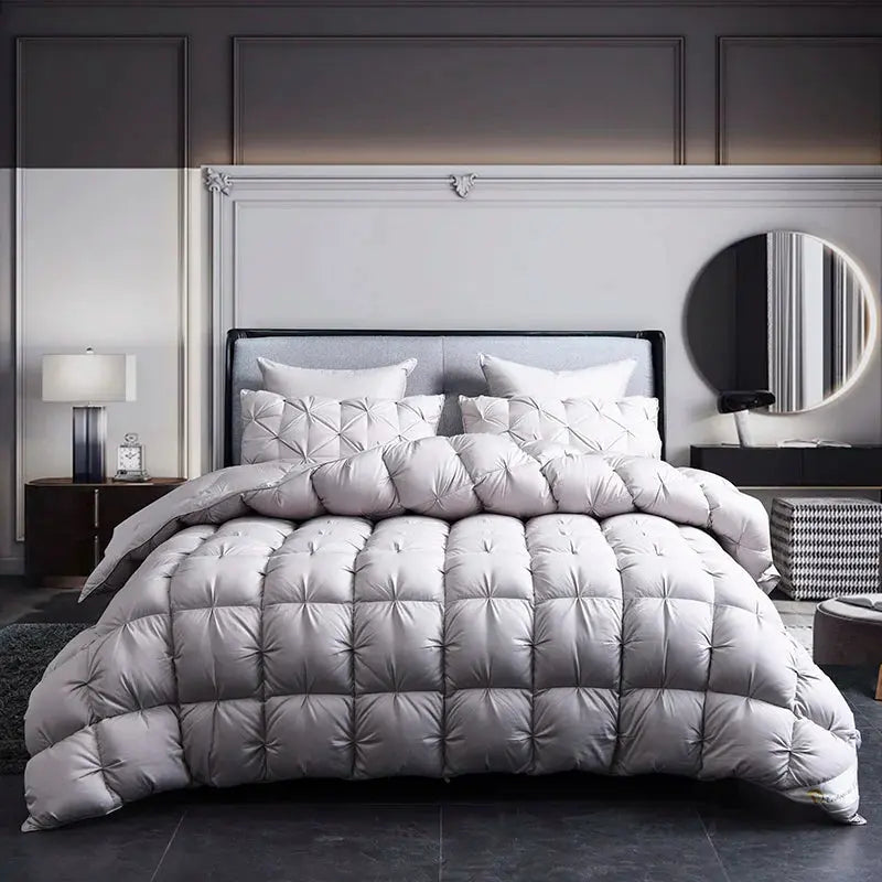 Premium White Goose Down Duvet: Warm Winter Comforter with Thick 3D Bread Design linarro