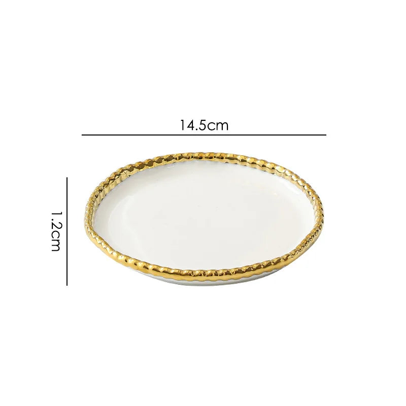 European-Style Bead-Dot Porcelain Dinner Plate – Elegant Dining