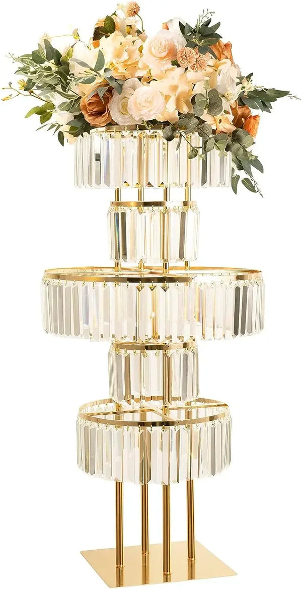 Gold Acrylic Wedding Centrepiece – Elegant 5-Tier Design