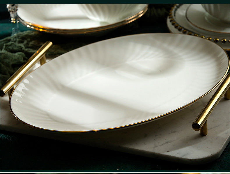 Hand-Drawn Gold Bone  Dinnerware Set