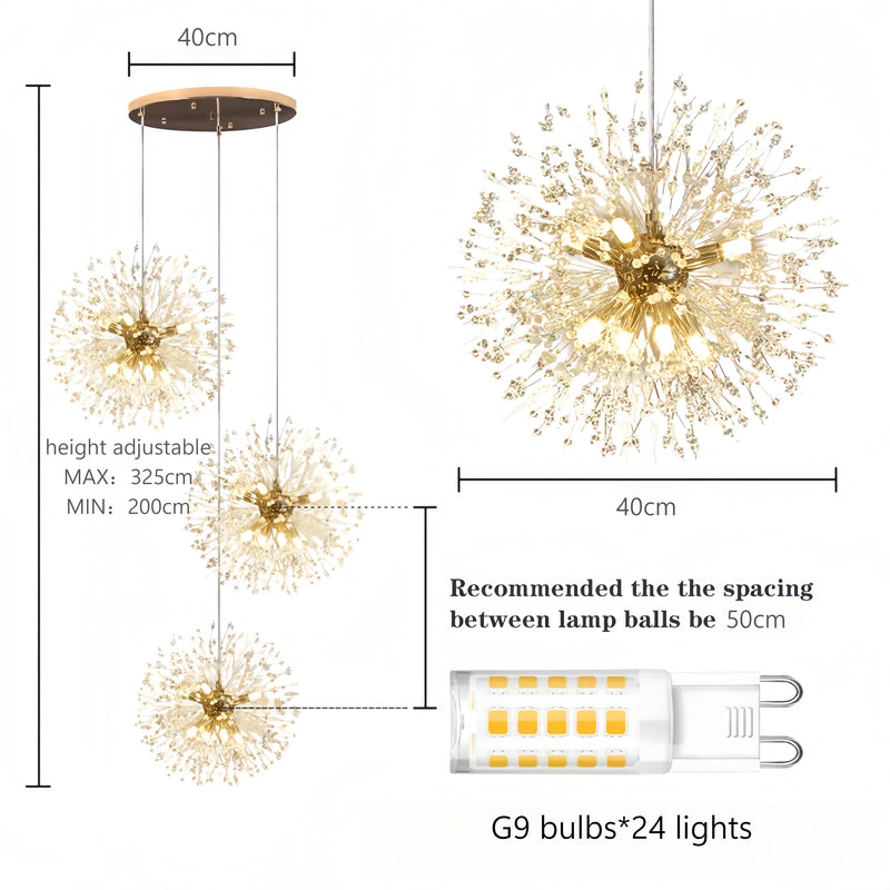 "Modern Firework Chandelier – LED Sputnik Pendant Light for Staircases, Lofts & Villas"
