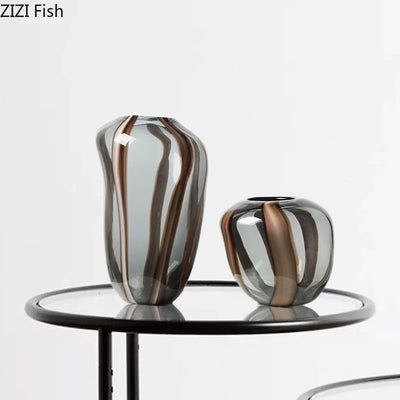 Colored Striped Glass Vase – Modern Decorative Accent