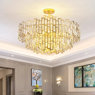 "Luxury Crystal Round Chandelier – Modern LED Ceiling Light for Dining & Living Rooms"