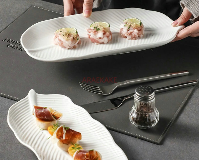 Large Ceramic Banana Leaf Plate – Elegant Dining