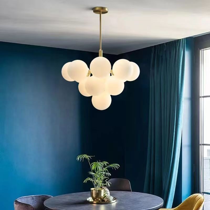 "Elegant living room featuring the modern PVC LED chandelier with adjustable lighting."