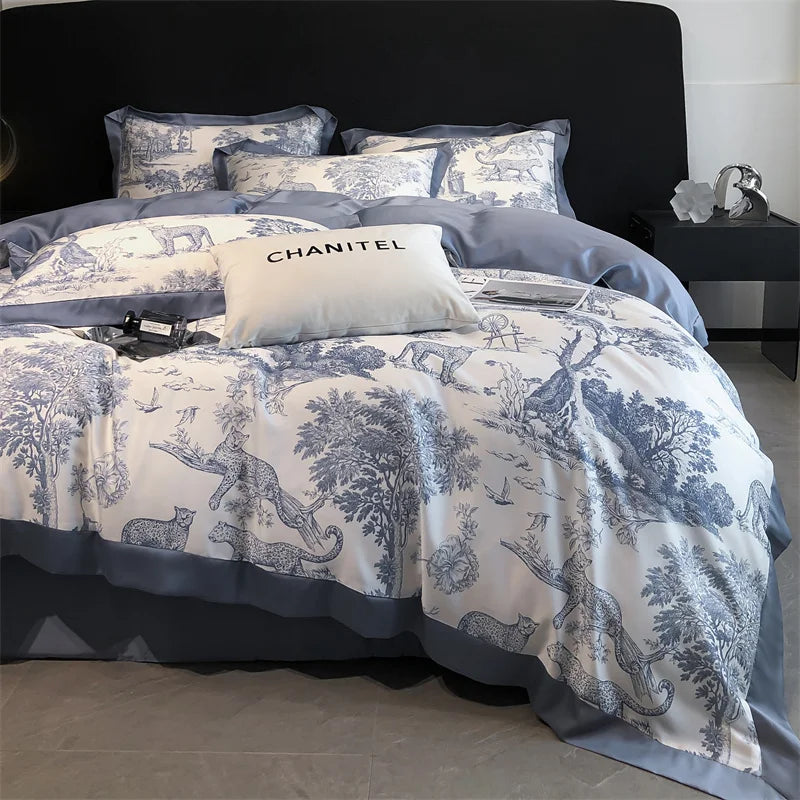 Forest Leopard Eucalyptus Lyocell Bedding Set – Natural Softness | Flat or Fitted Sheet | Single to King
