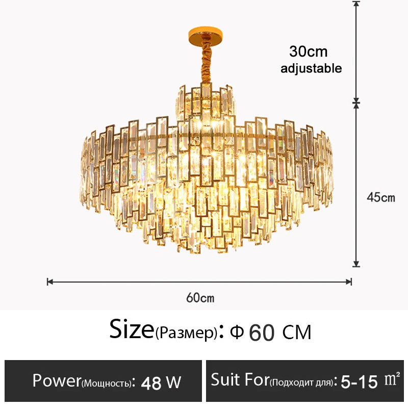 "Luxury Crystal Round Chandelier – Modern LED Ceiling Light for Dining & Living Rooms"