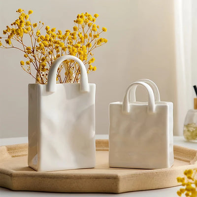 Handbag-Shaped Resin Vase – Modern Decorative Accent