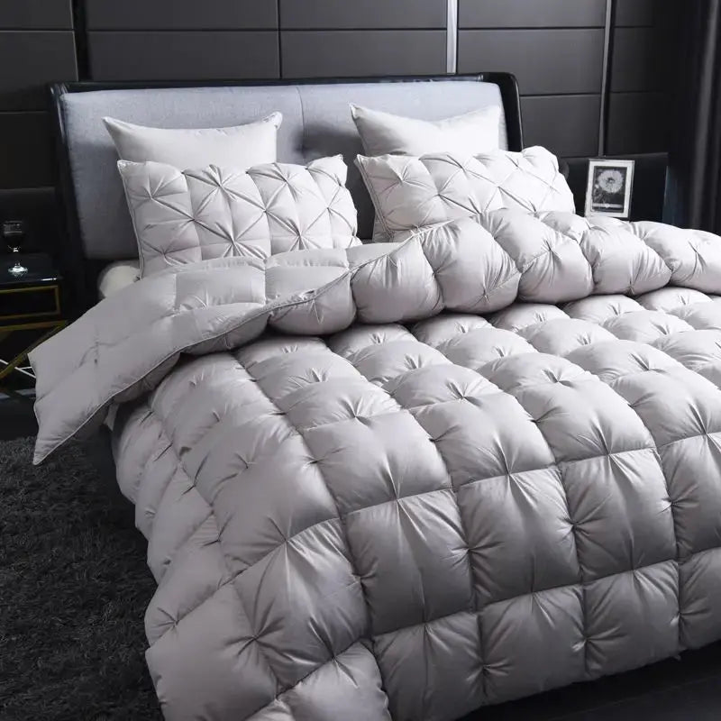 Premium White Goose Down Duvet: Warm Winter Comforter with Thick 3D Bread Design linarro