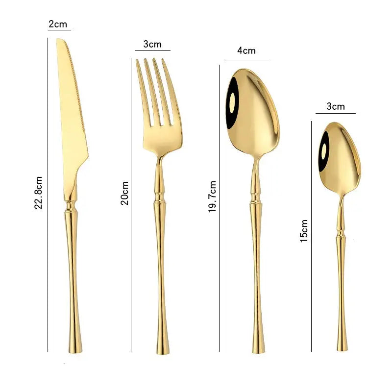 24-Piece Gold Cutlery Set - Premium 18/10 Stainless Steel Knives, Forks, and Spoons linarro