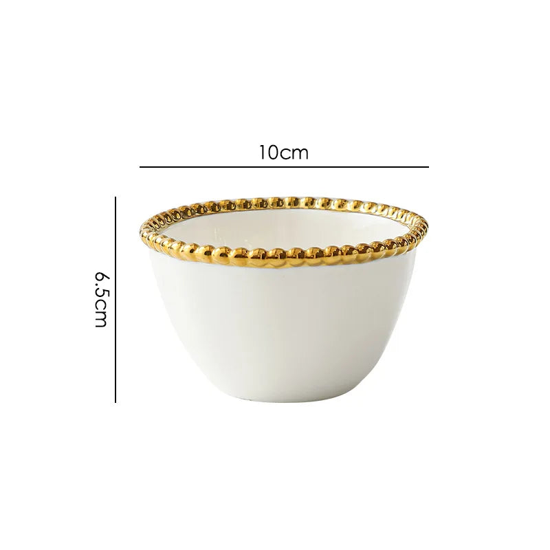 European-Style Bead-Dot Porcelain Dinner Plate – Elegant Dining