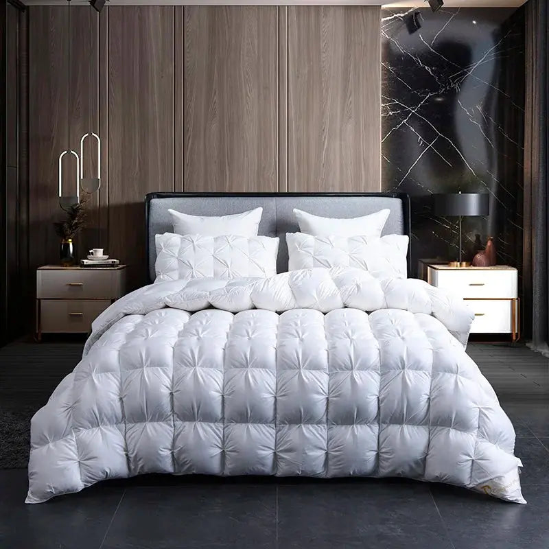 Premium White Goose Down Duvet: Warm Winter Comforter with Thick 3D Bread Design linarro