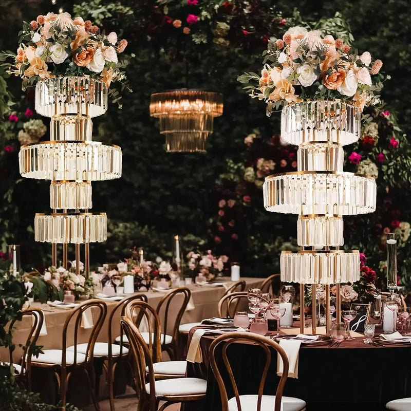 Gold Acrylic Wedding Centrepiece – Elegant 5-Tier Design