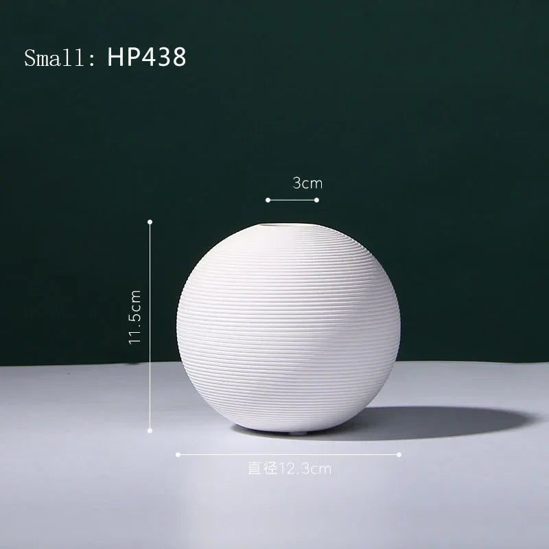White Round Ceramic Vase – Minimalist Home Decor